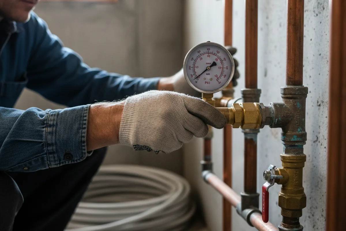 Pressure testing a repaired line during Water Line Repair in Accord